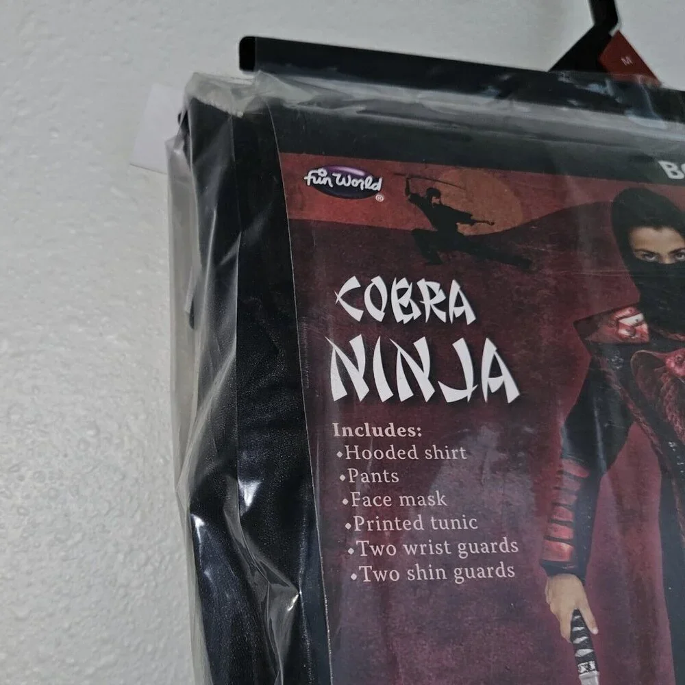 NEW Cobra Ninja Costume Halloween Boys Medium 8 Shirt Pants Tunic Mask Guard Red